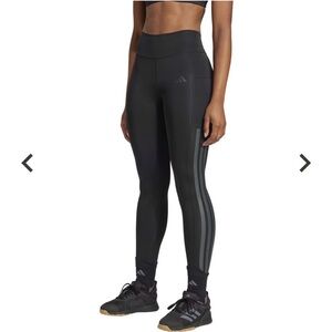 NWOT Optime 3 stripe Adidas High Waisted Black and Gray Leggings M